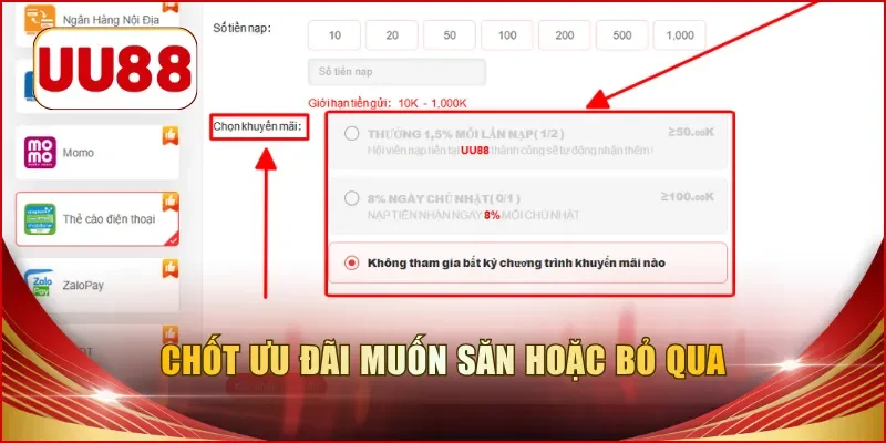 Chốt ưu đãi muốn săn hoặc bỏ qua