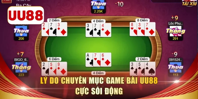 Lý do chuyên mục game bài UU88 cực sôi động